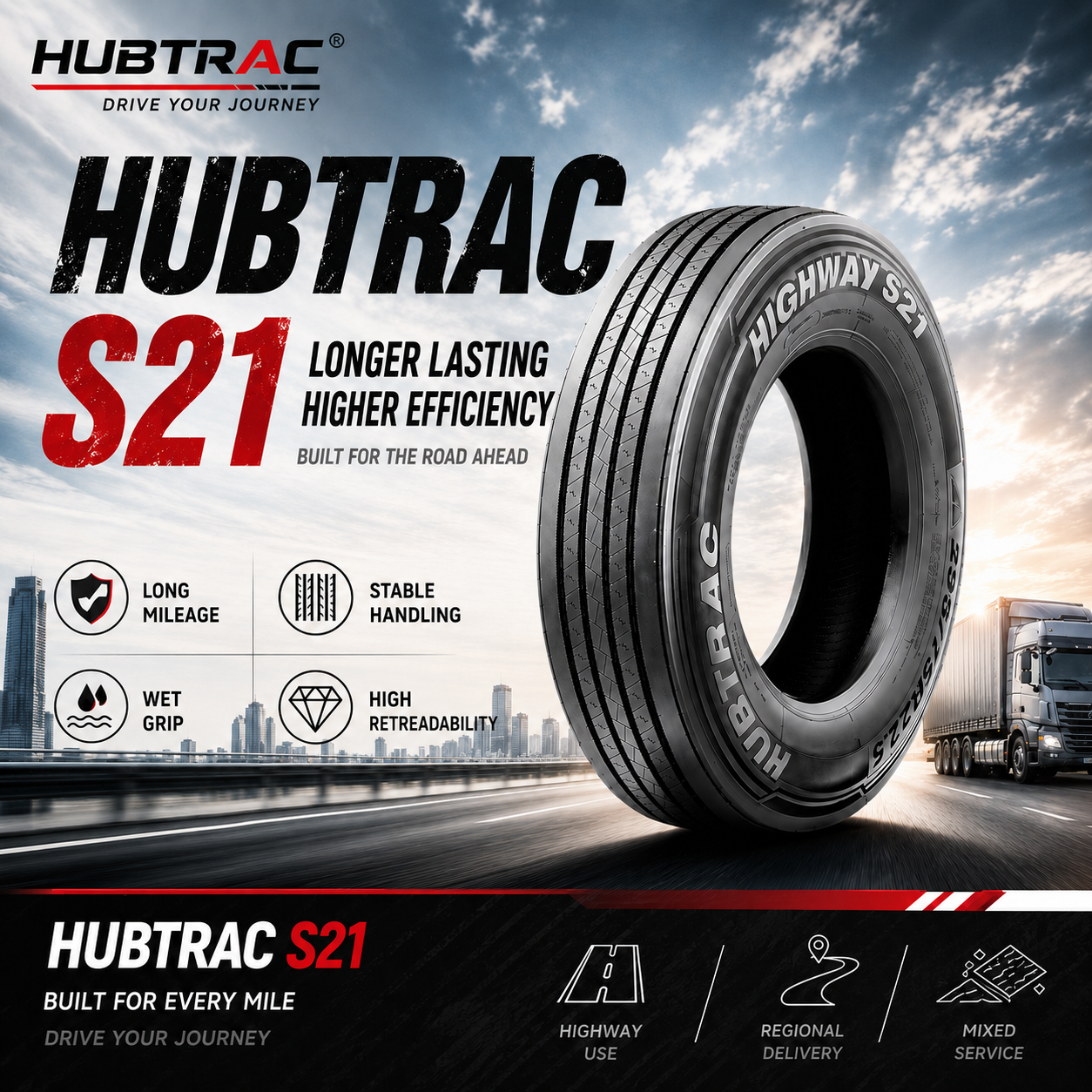 Highway Long-Haul Top Choice | HUBTRAC HIGHWAY S21 Truck Tire Full Review: Wear-Resistant, Fuel-Saving & Durable